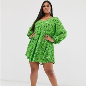 ASOS textured mini v neck swing dress